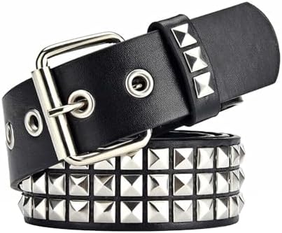XZQTIVE Studded Belt Metal Punk Rock Rivet Belts for Women/Men