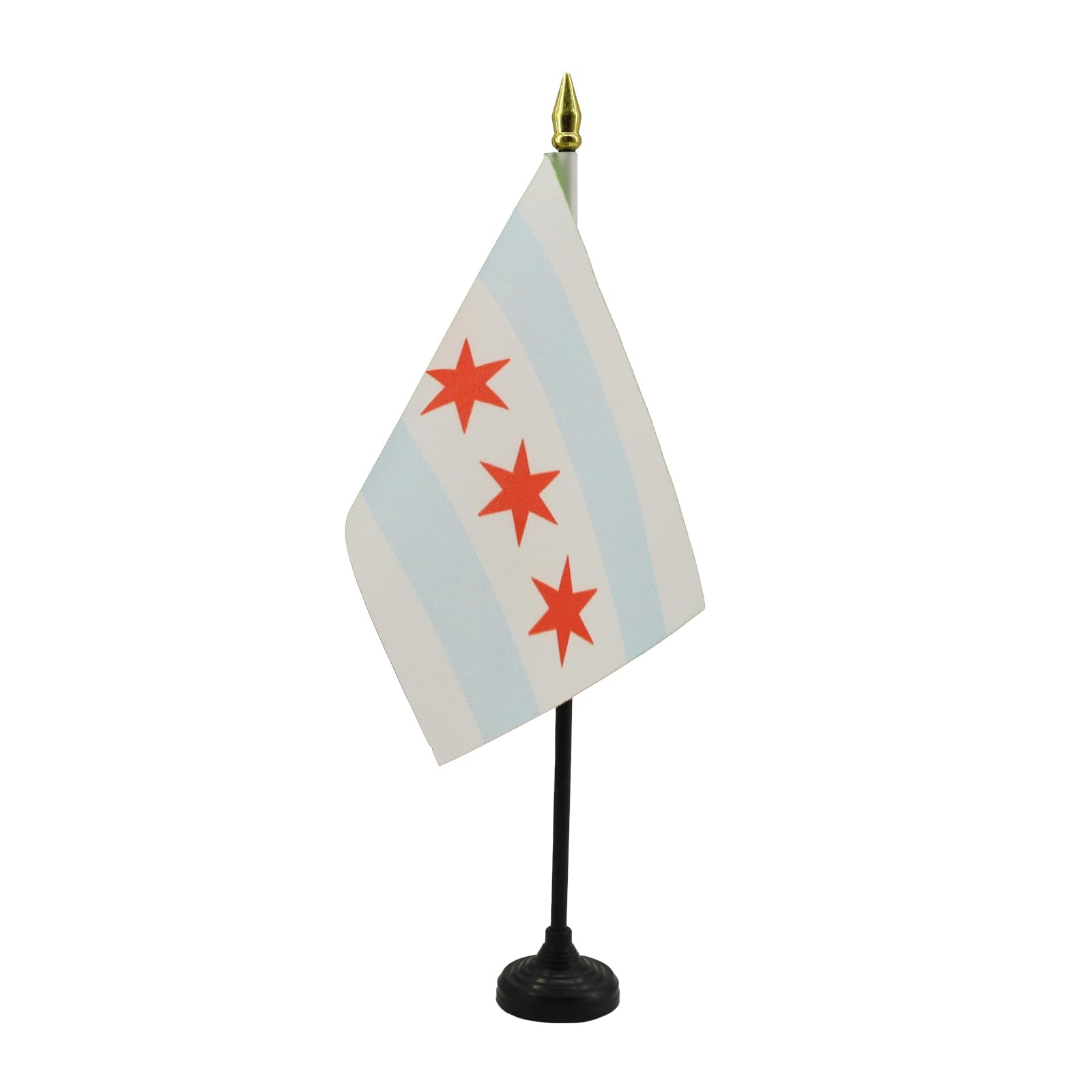 AZ FLAG - Chicago Table Flag 4'' x 6'' - Chicago City Office Mini Banner 100% Polyester 15 x 10 cm - Mini Desk Flag with 10'' Pole and Black Plastic Base