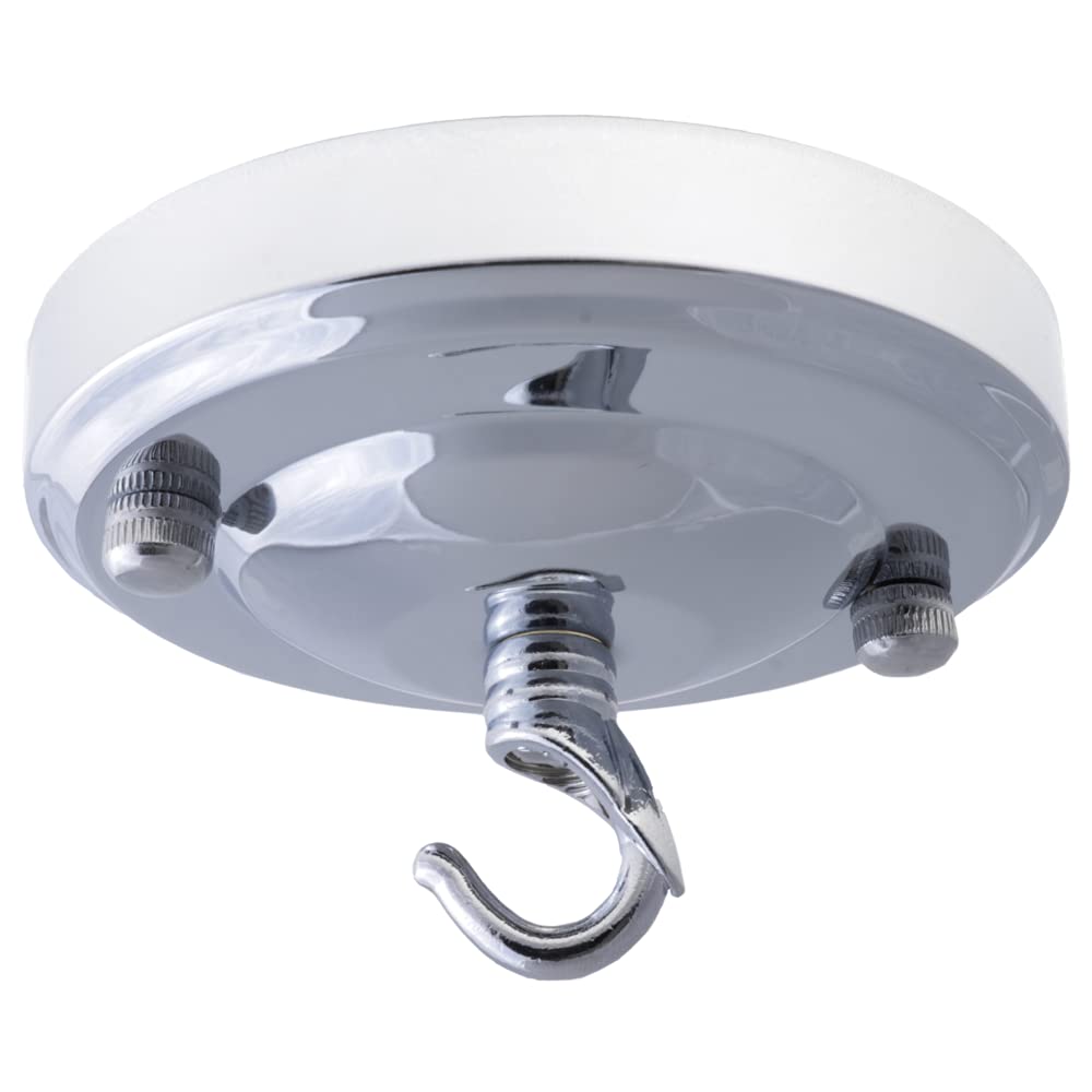 Art Deco Emporium Vintage Period Styled Complete Metal Ceiling Rose with Chain Hook (Fully Earthed) in Chrome Finish