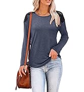 KILIG Women's Round Neck Long Sleeve T Shirt Lace Loose Tunic Tops