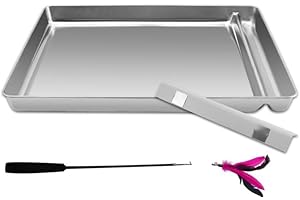 COSPARX Stainless Steel Replacement Tray Compatible with petsafe-ScoopFree Self-Cleaning Litter Box Systems - with Teaser for Cat - Never Absorbs Odor, Stains