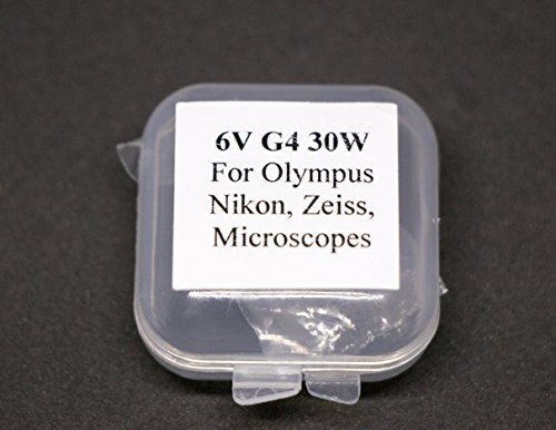 6V 30W Halogen Light Bulb JC6V-30W/G4 Lamp for Nikon, Zeiss, Olympus, Leitz, Accu-Scope and Amscope Microscopes. (Twin Pack)