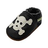 Sayoyo Baby Skull Soft Sole Black Leather Infant and Toddler Shoes 18-24months
