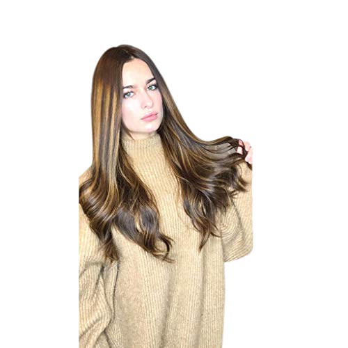 Shusuen ✿‿✿ Natural Mix Colors Gold Gradient Long Curly Gold Hair Elegant Women Synthetic Full Wigs