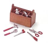 Darice Timeless Miniatures Tool Box 2309-04, Toolbox and tools set.
