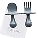 Grabease First Self Feed Baby Utensils - Anti-Choke, BPA-Free Baby Spoon and Fork Toddler Utensils with Pouch Set - Toddler Silverware for Baby Led Weaning Ages 6 Months+, Grey primary