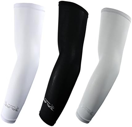 NALAEWING 3 Pairs UV Protection Cooler Arm Sleeves Perfume Cool Compression Sleeves for Bike Cycling Hiking Golf (White, Black, Gray)