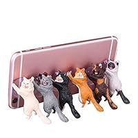 Amamcy 6Pcs Novelty Cute Cat Phone Sucker Holder Desktop Stand for iPhone 6/7/8 Plus Smartphone