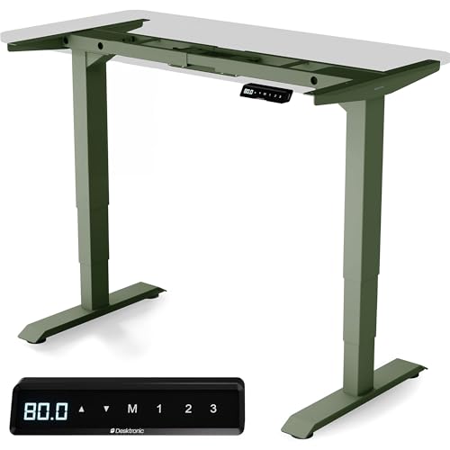 Desktronic Electric Standing Sitting Desk - Stabilized Height Adjustable Desk - Standing Sitting Desk - Touch Control - Memories - Built-in USB Ports - Desk for All Sizes