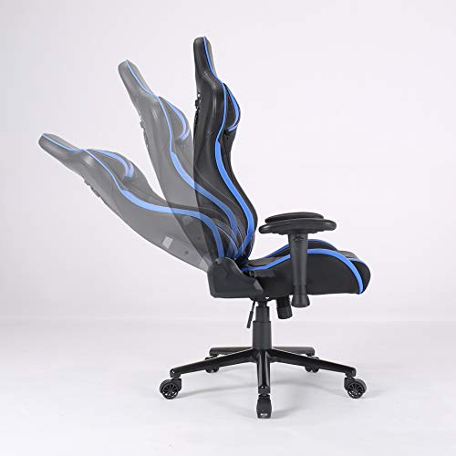 SIMHOO Big and Tall Gaming Chair High Back Ergonomic Chair Large Video Game Chair Heavy Duty Adjustable Recliner with Headrest and Massage Lumbar (Blue)