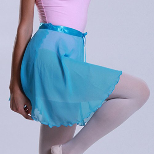 Wuchieal Lady's Sheer Wrap Skirt Ballet Skirt Ballet Dance Dancewear Light Blue