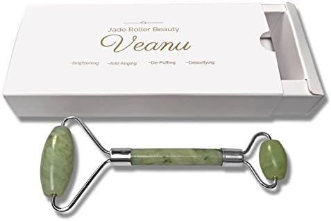 Veanu- Jade roller massaging tool | Enhance appearance of skin with 100% Natural Jade Stone | Double sided | Anti-aging, de-puffing, detoxifying, brightening, and refreshes skin