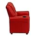 Flash Furniture Vana Vinyl Kids Recliner with Cup Holder, Headrest, and Safety Recline, Contemporary Reclining Chair for Kids, Supports up to 90 lbs., Red