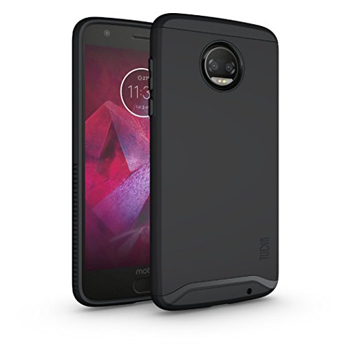 Moto Z2 Force Case, TUDIA Slim-Fit HEAVY DUTY [MERGE] EXTREME Protection / Rugged but Slim Dual Layer Case for Motorola Moto Z Force (2nd Generation), Moto Z2 Force Droid Edition (Matte Black)