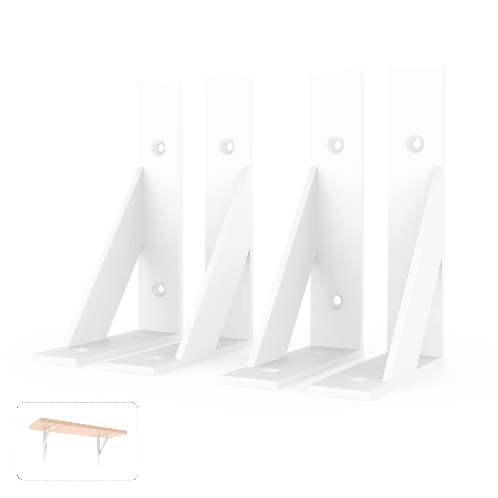 Shelf Brackets,White Shelf Bracket 6 inch x 4 inch,Shelf Support 90° Triangle Angle Brackets for Shelves, Heavy Duty Shelf L Brackets 4Pack