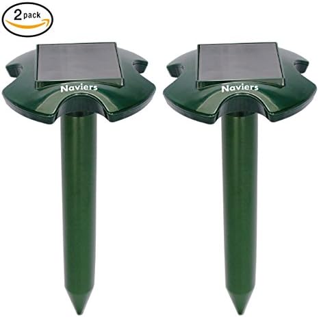 Solar Mole Repeller - 2-Pack - Sonic Powered Repellent Spike - Strong Deterrent for Mole, Rodent, Vole, Shrew, Gopher for Yard Lawn Garden, Safe for Human [2017 UPGRADED VERSION]