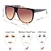 VIVIENFANG Women Classic Flat Top Aviator Polarized Sunglasses Designer Ombre Boyfriend Shades P1835B Black and Demi