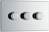 BG Electrical Intelligent Triple Wall Dimmer Switch 2 Way Polished Chrome 200W