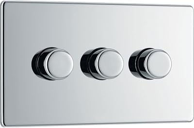 BG Electrical Intelligent Triple Wall Dimmer Switch 2 Way Polished Chrome 200W