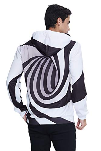 Womens Hoodies Sweatshirts Cool 3D Swirl Hoodie Pullover Casual Long Sleeve Pull On Hoody Jumper 80s Vintage Hooded Jumper with Kanga Pocket