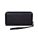 Women RFID Blocking Wallet Genuine Leather Zip Around Clutch Ladies Purse Wristlet (Black Pebble)