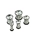 Longbeauty 2Pcs Single Flare Stainless Steel White Zircon Set Clear CZ Tunnel Expander Plugs Stretcher With O-Ring (#Clear-4mm(6g))