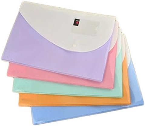 Wonque A4 Commercial Documents File Folders Candy-Colored Wallet Folders/Envelope Folders with Snap Button & Lable