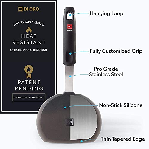 DI ORO Silicone Turner Spatula Set Kitchen Spatulas for Nonstick Cookware Flexible & Thin
