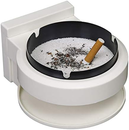 Onegirl Wall-mounted Ashtray for Bathroom Toilet,Stainless Steel Ashtray with ABS Base Ash Bin Wall Mounted Ashtray Outside Pub Garden Office Smoking Box Tray Cigarett (Round Black)