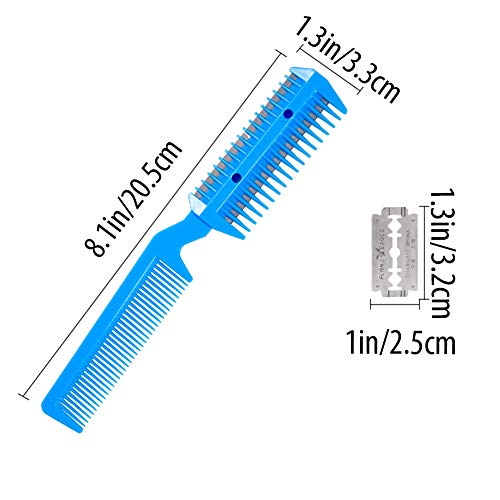 Razor Comb 3 Pcs Dual Side Cutting Scissors Hair Cutter Shaper Double Edge Razor Blades Razors Slim Haircuts Cutting Tool with 20 Pcs Razors