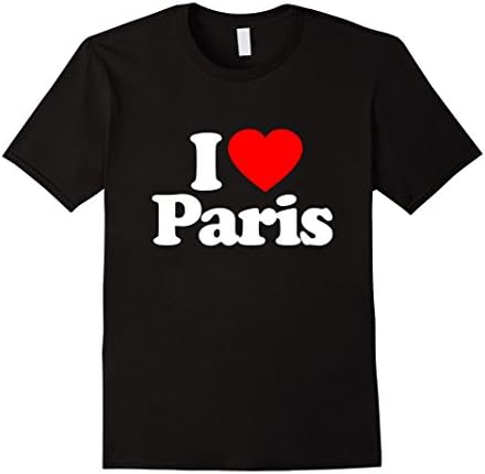 Men's I Love Heart Paris France Funny T-Shirt Large Black
