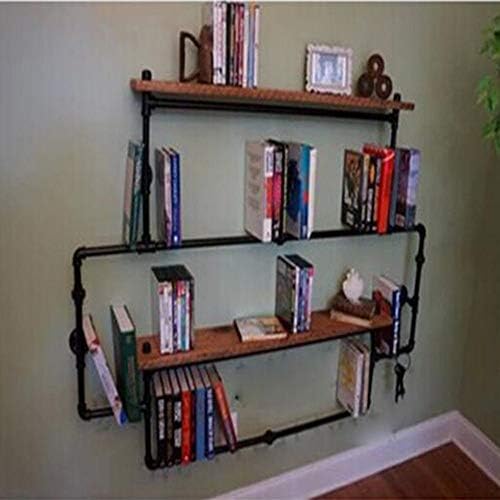 Jazi Shelf Shelvesshelving Loft Vintage Bookshelf Wall-Mounted Industrial Water Pipe Iron Racks 120 * 20 * 80Cm Racks