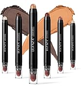 LUXAZA 6 PCS Brown and Neutral Metallic Eyeshadow Stick Sets,All Matte No Shimmer Creamy Eyeshado...