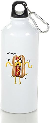 Drosp Let's Dance Hot Dog White Aluminum Sports Water Bottle, Great For Outdoor And Sport Activities Sealed Plastic Leak-proof Screw Top 400ml White
