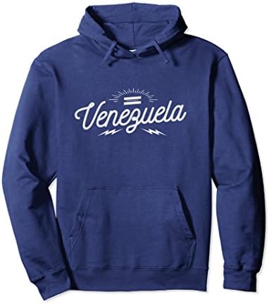 Unisex Venezuela Script Bolt Hoodie XL: Navy