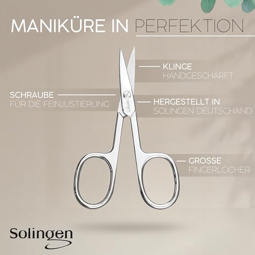 Solingen Manicure Set – Comparison Winner – Genuine Leather Case Handy and Soft – 7 Piece Complete Set for Men and Women marQus Made of Shiny Nickel-Plated Polished Steel