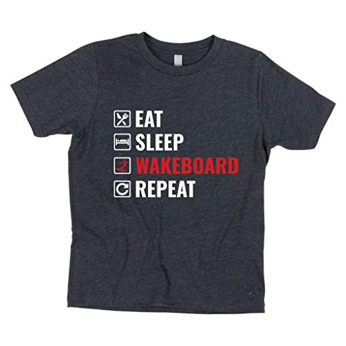 Wakeboarding Shirt - Eat Sleep Wakeboard Repeat - Kids T Shirt - Wakeboarder Shirt - Lake Life Wakeboard Gift - Thumbnail 2
