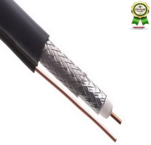 Asterwall Belden 9117M - RG6 Dual Shield Coax Cable with 18AWG Messenger - BCCS - Black - 500 Feet