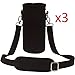 (3 Pack) Insulated Neoprene Water Bottle Holder Sleeve Carrier with Strap by MEK