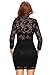 roswear Women's Hollow Out Lace V Neck Clubwear Mini Dress Black Small