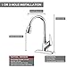 Purelux Tulip Kitchen Faucet Single Handle Contemporary Design High Arc Pull Down fit for 1 or 3 Hole Installation, 3 Spray Pull Out Chrome Finish Kitchen Sink Faucets