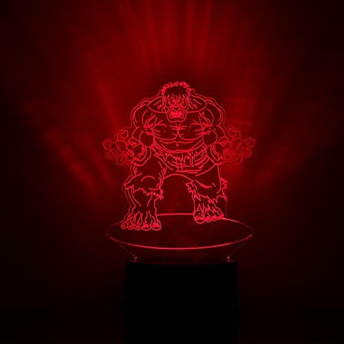 3D Optical Illusion Night Light - 3 LED Color Changing Lamp - Cool Soft Light Safe for Kids - Solution for Nightmares (Hulk)