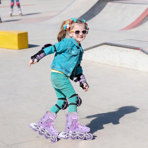 Kids Roller Skates,Adjustable Roller Skates for beginners,Comfortable roller skates,4 Light up Wheels and Sizes Adjustable Quad Skate for Indoor Outdoor for Girls Kids