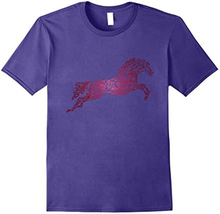 Mens Hand Drawn Horse Lovers Art Design T-Shirt Large Purple