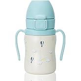 GROSMIMI Insulated 316 Stainless Steel Spill Proof Straw Cup, Water bottle with Flip Top for Toddlers, BPA Free (air balloon, 6oz)