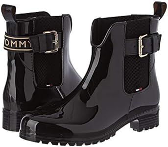 tommy hilfiger glossy ankle rain boots