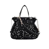 Korean Style Women's Black With Glitter Sequins Shoulder Bag Handbag