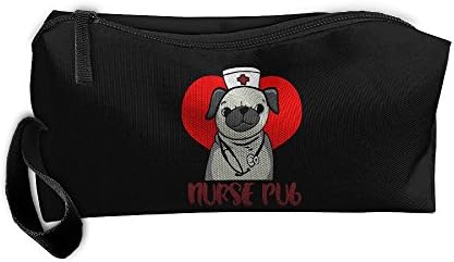 Nurse Pug Dog Pet Nursing Travel Cosmetic Zipper Bags Makeup Clutch Pouch Toiletries Organizer Bag