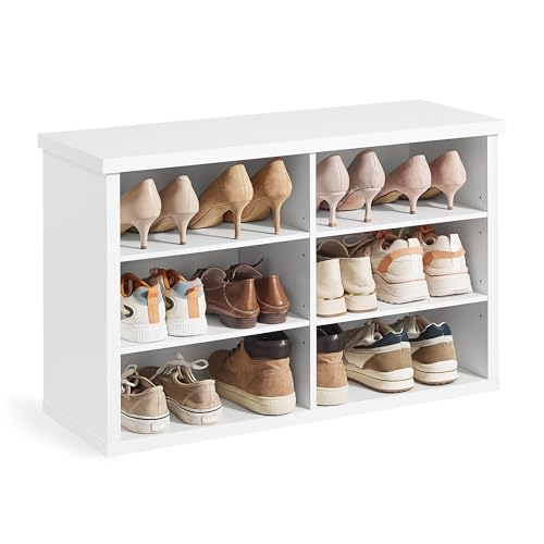 VASAGLE Schuhbank, Sitzbank mit Stauraum, 6 Fächer, 29,5 x 80 x 50 cm