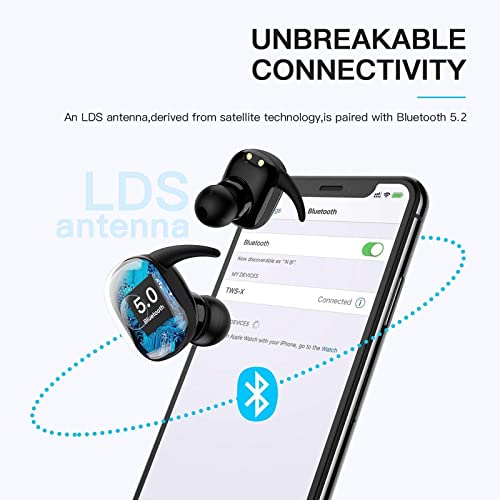 OZJONGK Wah Chun Sunbrightful Waterproof Bluetooth 5.0 True Wireless Earbuds, Touch Control,30H Cyclic Playtime TWS Headphones with Charging Case and mic, in-Ear Stereo Earphones Headset B…